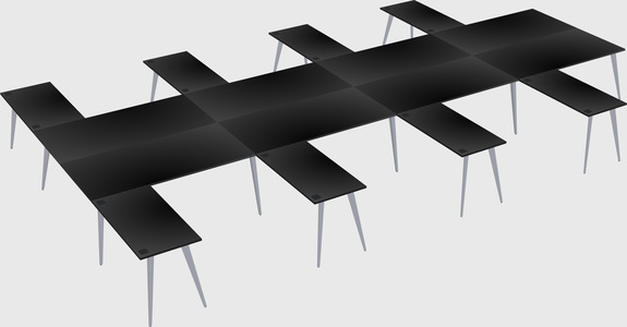 Shared l-shaped office desk system
