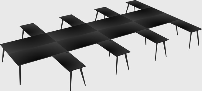 Shared l-shaped office desk system
