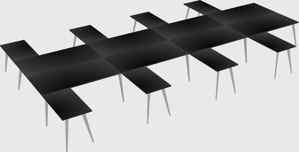Shared l-shaped office desk system