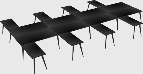 Shared l-shaped office desk system
