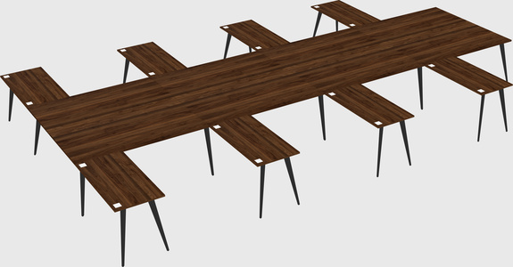 Shared l-shaped office desk system