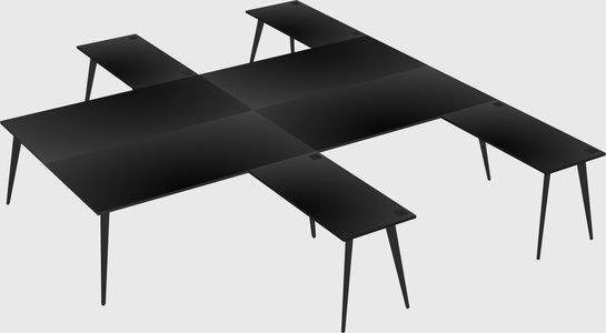Shared l-shaped office desk system