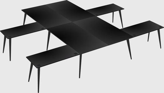 Shared l-shaped office desk system
