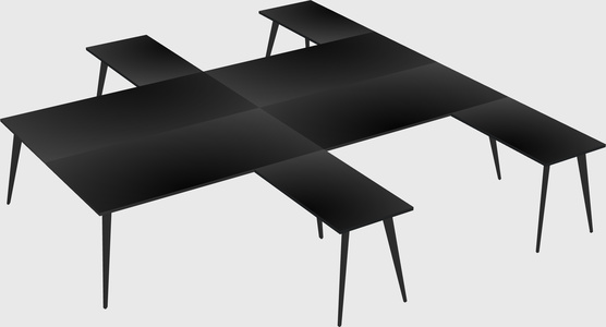 Shared l-shaped office desk system