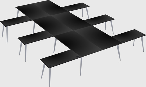 Shared l-shaped office desk system