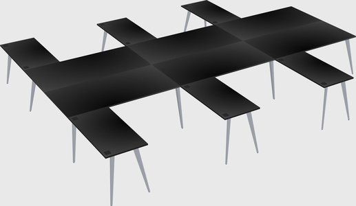 Shared l-shaped office desk system