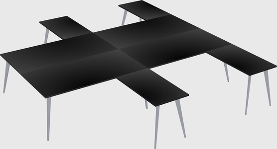 Shared l-shaped office desk system