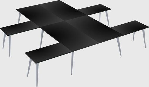 Shared l-shaped office desk system
