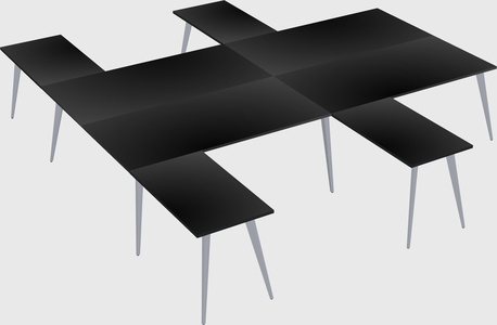 Shared l-shaped office desk system