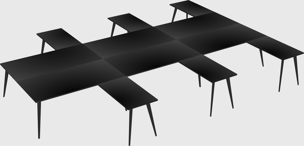 Shared l-shaped office desk system