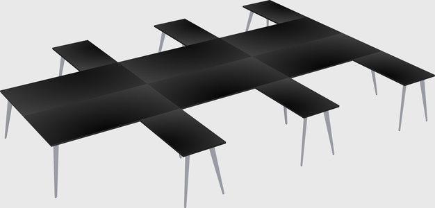 Shared l-shaped office desk system