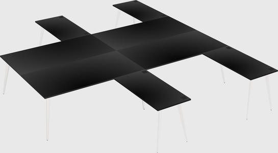Shared l-shaped office desk system