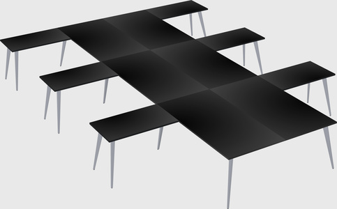Shared l-shaped office desk system