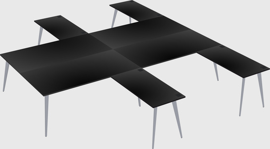 Shared l-shaped office desk system