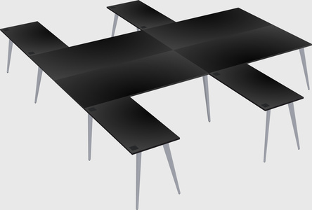 Shared l-shaped office desk system