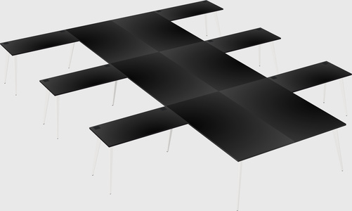 Shared l-shaped office desk system