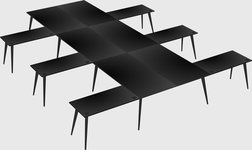 Shared l-shaped office desk system