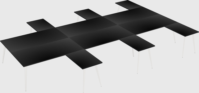 Shared l-shaped office desk system