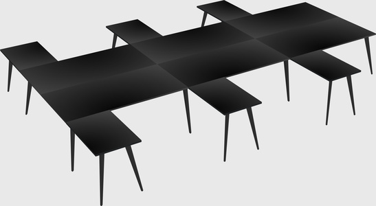 Shared l-shaped office desk system