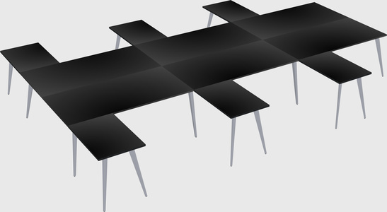 Shared l-shaped office desk system