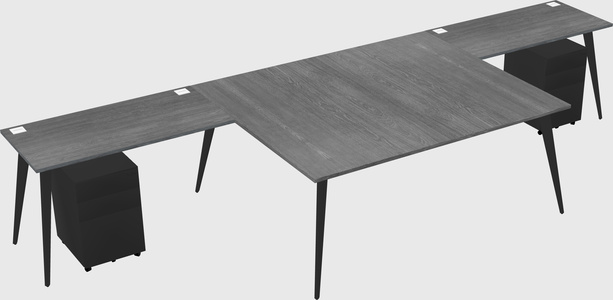 Shared l-shaped office desk system
