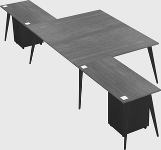 Shared l-shaped office desk system