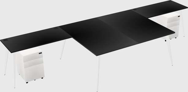 Shared l-shaped office desk system