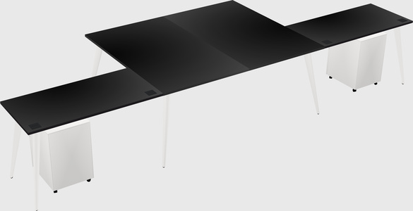 Shared l-shaped office desk system