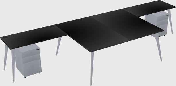 Shared l-shaped office desk system