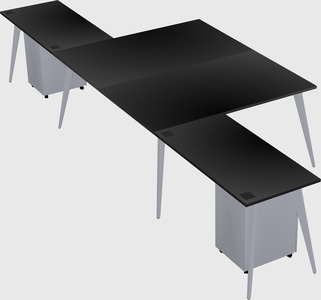 Shared l-shaped office desk system