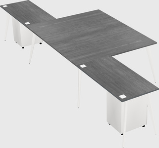 Shared l-shaped office desk system