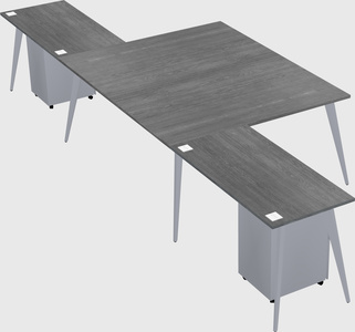 Shared l-shaped office desk system