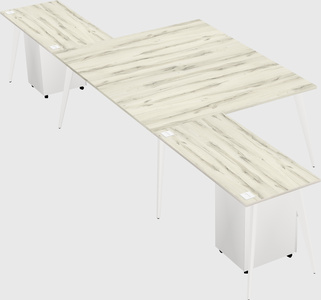 Shared l-shaped office desk system