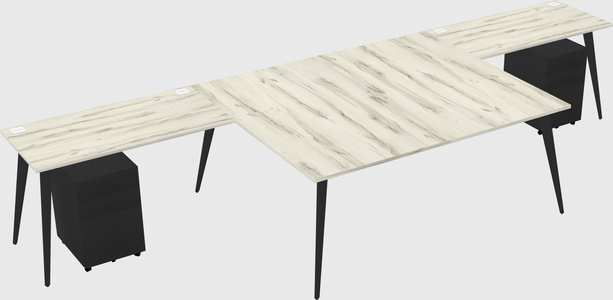 Shared l-shaped office desk system