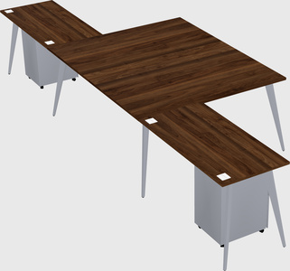Shared l-shaped office desk system