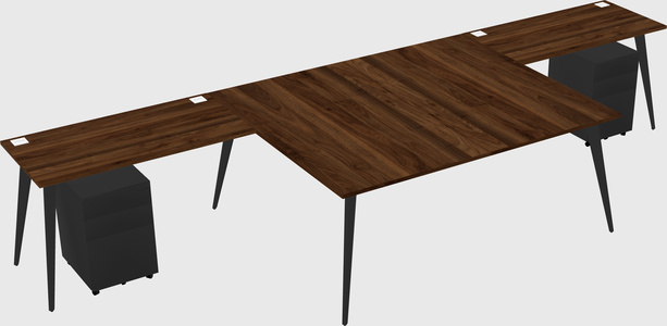 Shared l-shaped office desk system
