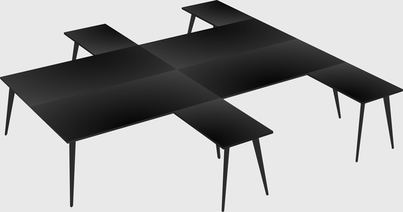 Shared l-shaped office desk system