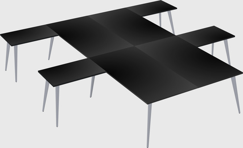 Shared l-shaped office desk system