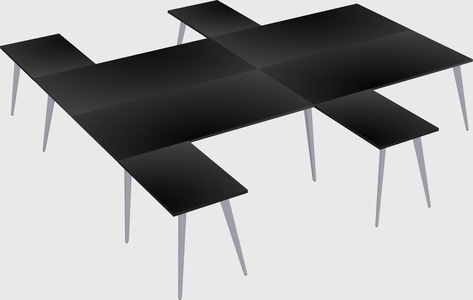 Shared l-shaped office desk system
