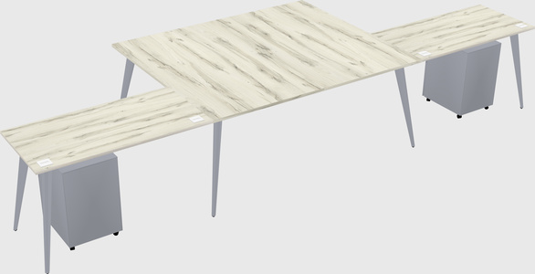 Shared l-shaped office desk system