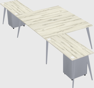 Shared l-shaped office desk system
