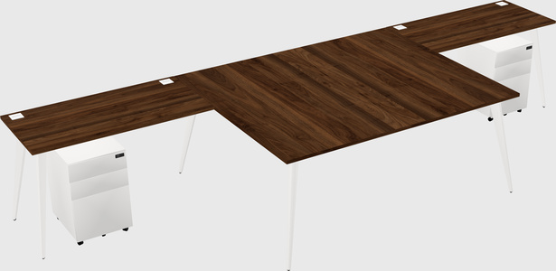 Shared l-shaped office desk system