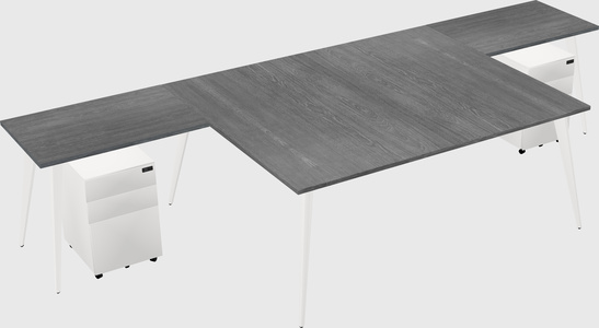 Shared l-shaped office desk system