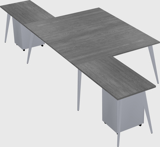 Shared l-shaped office desk system