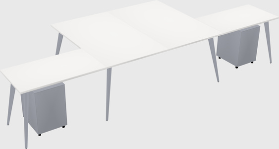 Shared l-shaped office desk system