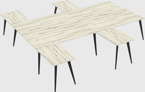 Shared l-shaped office desk system