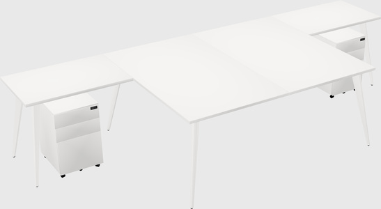 Shared l-shaped office desk system