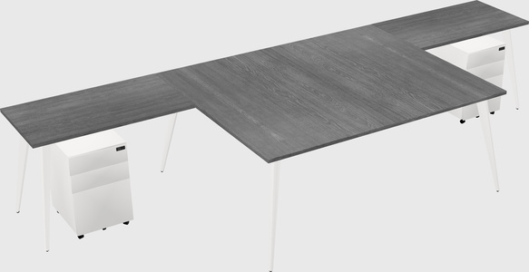 Shared l-shaped office desk system