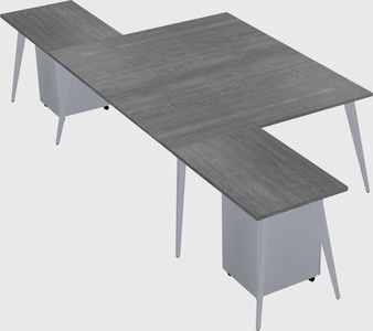 Shared l-shaped office desk system