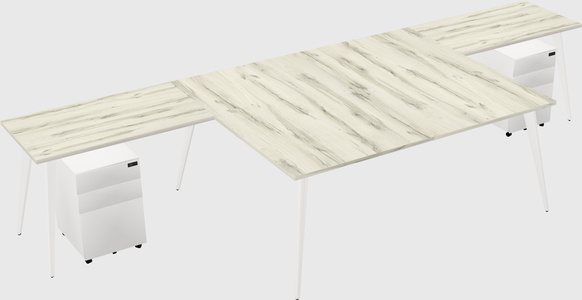 Shared l-shaped office desk system